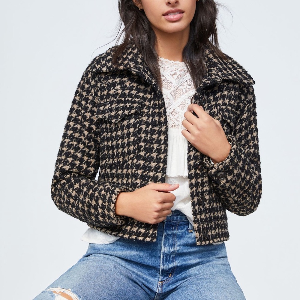 Avec Les Filles - cropped houndstooth jacket
